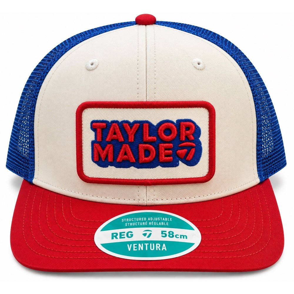 NEW TaylorMade Retro Trucker Hat Golf Snapback Red White Blue Mesh Patch Cap $35